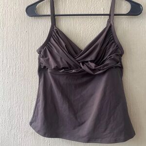 La Blanca Rod Beattie Swim Top Swimsuit Tankini Sz 10 Brown Twist Front Bikini